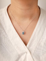 VEKENZA 925 Sterling Silver bow and stone  pendant chain,Original Rhodium Plated, Swiss Zirconia Gift for Women & Girls