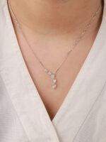 VEKENZA 925 Sterling Silver cascade heart pendant chain,Original Rhodium Plated, Swiss Zirconia Gift for Women & Girls