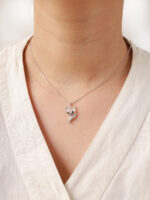 VEKENZA 925 Sterling Silver cat design  pendant chain,Original Rhodium Plated, Swiss Zirconia Gift for Women & Girls