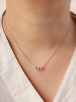 VEKENZA 925 Sterling Silver cubes pendant chain,Original Rhodium Plated, Swiss Zirconia Gift for Women & Girls