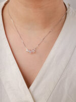 VEKENZA 925 Sterling Silver circle crystal pendant chain,Original Rhodium Plated, Swiss Zirconia Gift for Women & Girls