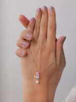 VEKENZA 925 Sterling Silver butterfly design with pearl pendant chain,Original Rhodium Plated, Swiss Zirconia Gift for Women & Girls - Image 4