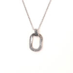 VEKENZA 925 Sterling Silver oval cirlce pendant chain,Original Rhodium Plated, Swiss Zirconia Gift for Women & Girls - Image 5