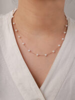 VEKENZA 925 Sterling Silver pearl mala ,Original Rhodium Plated, Swiss Zirconia Gift for Women & Girls