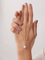 VEKENZA 925 Sterling Silver trendy pearl pendant chain,Original Rhodium Plated, Swiss Zirconia Gift for Women & Girls - Image 3