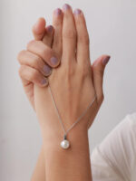 VEKENZA 925 Sterling Silver single pearl pendant chain,Original Rhodium Plated, Swiss Zirconia Gift for Women & Girls - Image 4