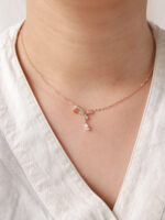 VEKENZA 925 Sterling Silver ribbon type pendant chain,Original Rhodium Plated, Swiss Zirconia Gift for Women & Girls