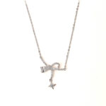 VEKENZA 925 Sterling Silverbow type pendant chain,Original Rhodium Plated, Swiss Zirconia Gift for Women & Girls - Image 2