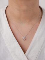 VEKENZA 925 Sterling Silver square shaped  pendant chain,Original Rhodium Plated, Swiss Zirconia Gift for Women & Girls - Image 9