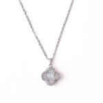 VEKENZA 925 Sterling Silver clover design pendant chain,Original Rhodium Plated, Swiss Zirconia Gift for Women & Girls - Image 2