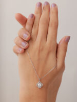 VEKENZA 925 Sterling Silver clover design pendant chain,Original Rhodium Plated, Swiss Zirconia Gift for Women & Girls - Image 4