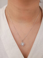 VEKENZA 925 Sterling Silver clover design pendant chain,Original Rhodium Plated, Swiss Zirconia Gift for Women & Girls