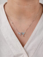 VEKENZA 925 Sterling Silver two flower pendant chain,Original Rhodium Plated, Swiss Zirconia Gift for Women & Girls - Image 9