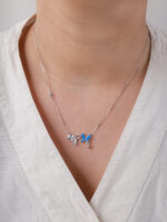 VEKENZA 925 Sterling Silver two flower pendant chain,Original Rhodium Plated, Swiss Zirconia Gift for Women & Girls