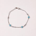 VEKENZA 925 sterling Silver round skyblue evil eye Bracelet, Adjustable | Rhodium Plated Women Bracelet, Gifts for Her| Multiple Design Options