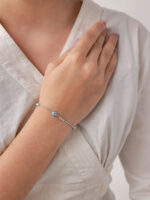 VEKENZA 925 sterling Silver round skyblue evil eye Bracelet, Adjustable | Rhodium Plated Women Bracelet, Gifts for Her| Multiple Design Options - Image 3