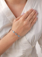 VEKENZA 925 sterling Silver flower shaped white evil eye Bracelet, Adjustable | Rhodium Plated Women Bracelet, Gifts for Her| Multiple Design Options - Image 5