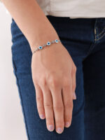 VEKENZA 925 sterling Silver flower shaped white evil eye Bracelet, Adjustable | Rhodium Plated Women Bracelet, Gifts for Her| Multiple Design Options - Image 4