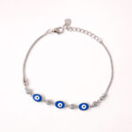 VEKENZA 925 sterling Silver oval shaped blue evil eye Bracelet, Adjustable | Rhodium Plated Women Bracelet, Gifts for Her| Multiple Design Options