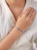 VEKENZA 925 sterling Silver oval shaped blue evil eye Bracelet, Adjustable | Rhodium Plated Women Bracelet, Gifts for Her| Multiple Design Options - Image 4
