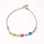 vekenza 925 sterling Silver pushpin multi color evil eye Bracelet, Adjustable | Rhodium Plated Women Bracelet, Gifts for Her| Multiple Design Options