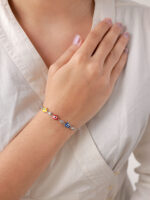 vekenza 925 sterling Silver pushpin multi color evil eye Bracelet, Adjustable | Rhodium Plated Women Bracelet, Gifts for Her| Multiple Design Options - Image 4