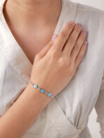 VEKENZA 925 sterling Silver flower shaped skyblue evil eye Bracelet, Adjustable | Rhodium Plated Women Bracelet, Gifts for Her| Multiple Design Options - Image 4