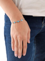 VEKENZA 925 sterling Silver flower shaped skyblue evil eye Bracelet, Adjustable | Rhodium Plated Women Bracelet, Gifts for Her| Multiple Design Options - Image 5