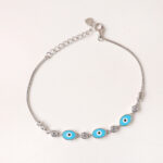 vekenza 925 sterling Silver oval shaped sky blue Bracelet, Adjustable | Rhodium Plated Women Bracelet, Gifts for Her| Multiple Design Options