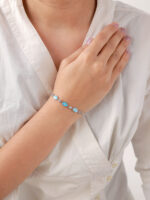 vekenza 925 sterling Silver oval shaped sky blue Bracelet, Adjustable | Rhodium Plated Women Bracelet, Gifts for Her| Multiple Design Options - Image 4