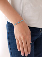 vekenza 925 sterling Silver oval shaped sky blue Bracelet, Adjustable | Rhodium Plated Women Bracelet, Gifts for Her| Multiple Design Options - Image 5