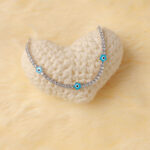 VEKENZA 925 sterling Silver diamond and flower skyblue evil eye Bracelet, Adjustable | Rhodium Plated Women Bracelet, Gifts for Her| Multiple Design Options - Image 4