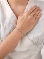 VEKENZA 925 sterling Silver diamond and flower skyblue evil eye Bracelet, Adjustable | Rhodium Plated Women Bracelet, Gifts for Her| Multiple Design Options - Image 3