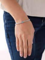 VEKENZA 925 sterling Silver diamond and flower skyblue evil eye Bracelet, Adjustable | Rhodium Plated Women Bracelet, Gifts for Her| Multiple Design Options - Image 2