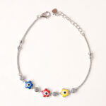 VEKENZA 925 sterling Silver  flower shaped multi color evil eye Bracelet, Adjustable | Rhodium Plated Women Bracelet, Gifts for Her| Multiple Design Options