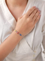 VEKENZA 925 sterling Silver  flower shaped multi color evil eye Bracelet, Adjustable | Rhodium Plated Women Bracelet, Gifts for Her| Multiple Design Options - Image 4