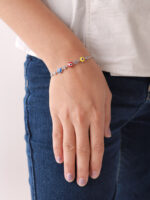 VEKENZA 925 sterling Silver  flower shaped multi color evil eye Bracelet, Adjustable | Rhodium Plated Women Bracelet, Gifts for Her| Multiple Design Options - Image 5