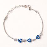 VEKENZA 925 sterling Silver  heart shaped sky blue evil eye Bracelet, Adjustable | Rhodium Plated Women Bracelet, Gifts for Her| Multiple Design Options