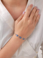 VEKENZA 925 sterling Silver  heart shaped sky blue evil eye Bracelet, Adjustable | Rhodium Plated Women Bracelet, Gifts for Her| Multiple Design Options - Image 3