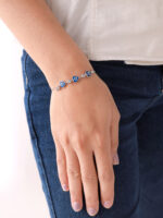 VEKENZA 925 sterling Silver  heart shaped sky blue evil eye Bracelet, Adjustable | Rhodium Plated Women Bracelet, Gifts for Her| Multiple Design Options - Image 2