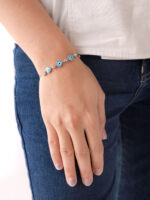 VEKENZA 925 sterling Silver hand shaped blue evil eye Bracelet, Adjustable | Rhodium Plated Women Bracelet, Gifts for Her| Multiple Design Options - Image 2