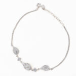 vekenza 925 sterling Silver leaf shaped Bracelet, Adjustable | Rhodium Plated Women Bracelet, Gifts for Her| Multiple Design Options