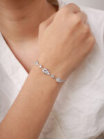 vekenza 925 sterling Silver leaf shaped Bracelet, Adjustable | Rhodium Plated Women Bracelet, Gifts for Her| Multiple Design Options - Image 5