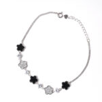 vekenza 925 sterling Silver black flower Bracelet, Adjustable | Rhodium Plated Women Bracelet, Gifts for Her| Multiple Design Options