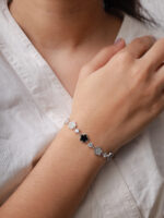 vekenza 925 sterling Silver black flower Bracelet, Adjustable | Rhodium Plated Women Bracelet, Gifts for Her| Multiple Design Options - Image 9