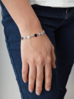 vekenza 925 sterling Silver black flower Bracelet, Adjustable | Rhodium Plated Women Bracelet, Gifts for Her| Multiple Design Options - Image 8