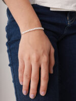 vekenza 925 sterling Silver pearl Bracelet, Adjustable | Rhodium Plated Women Bracelet, Gifts for Her| Multiple Design Options - Image 2