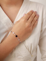 vekenza 925 sterling Silver black flower Bracelet, Adjustable | Rhodium Plated Women Bracelet, Gifts for Her| Multiple Design Options - Image 5