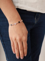 vekenza 925 sterling Silver black flower Bracelet, Adjustable | Rhodium Plated Women Bracelet, Gifts for Her| Multiple Design Options - Image 4